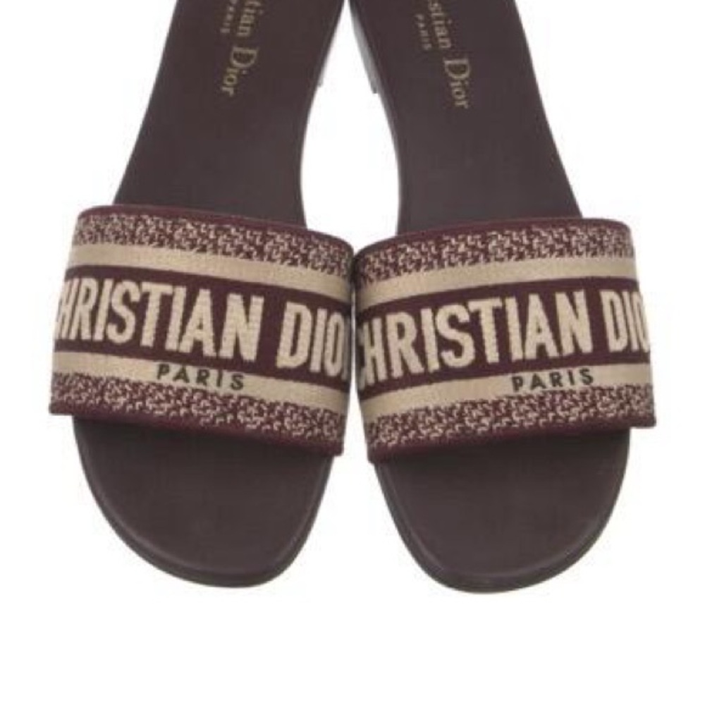 Dior Burgundy and Beige Sandals